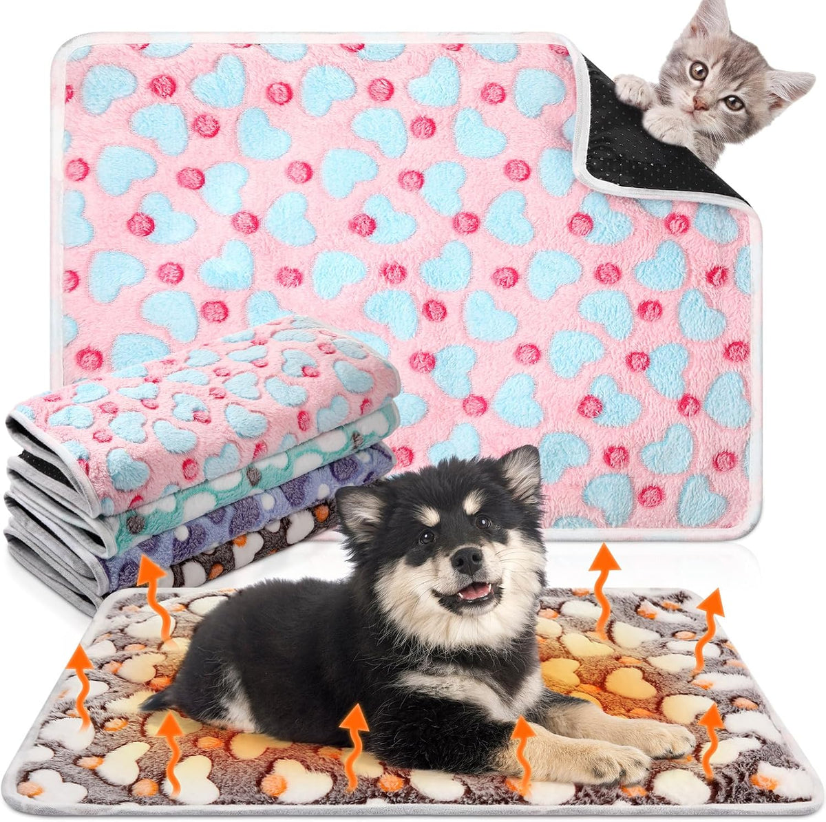 4 Pack Self Heating Cat Pad Self Warming Dog Mat, Heart - Hearts / 20 x 28 Inches