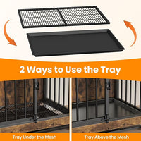 Dog Crate Furniture, Large Dog Crate Furniture, Wooden Cage Kennel Furniture Indoor, Modern Dog Crate with Multi-Purpose Removable Tray, Double-Doors Dog Furniture, Rustic Brown