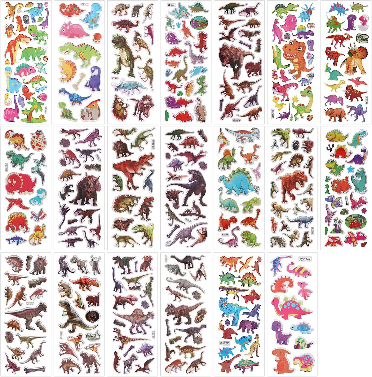 Puffy 3D Sticker for Kid & Toddler 500+ Variety Pack Cute Scrapbook - Dinosaur Style
