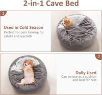 MIXJOY Small Dog Bed Cat Bed with Blanket Attached Donut Washable - Grey / 23.0"L x 23.0"W x 7.0"Th - image 2