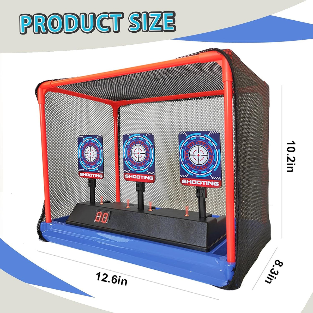 MTISGREAT auto reset digital shooting target with net and two wrist bands for toy blasters - view 3