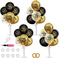 TONIFUL 4 Set Black Gold Balloon Stand Balloon Centerpieces for Table – Fun for Kids & Family - Black Gold-70th / Birthday Balloon Stand