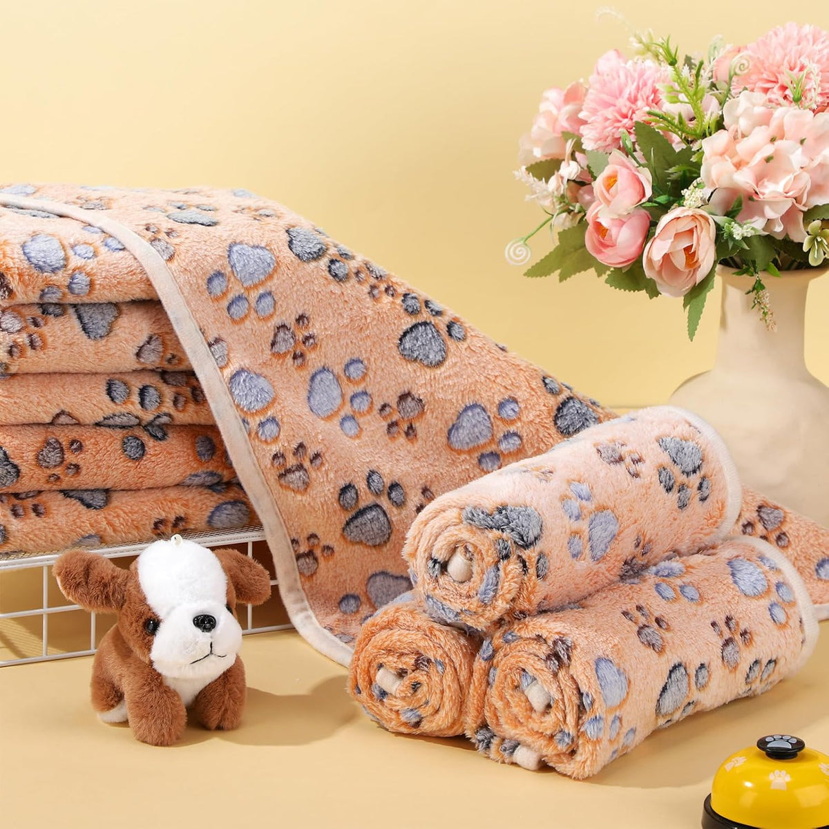 Chumia 40 Pcs Dog Blankets, Pink, Purple - Paw / Brown / 40 - image 4