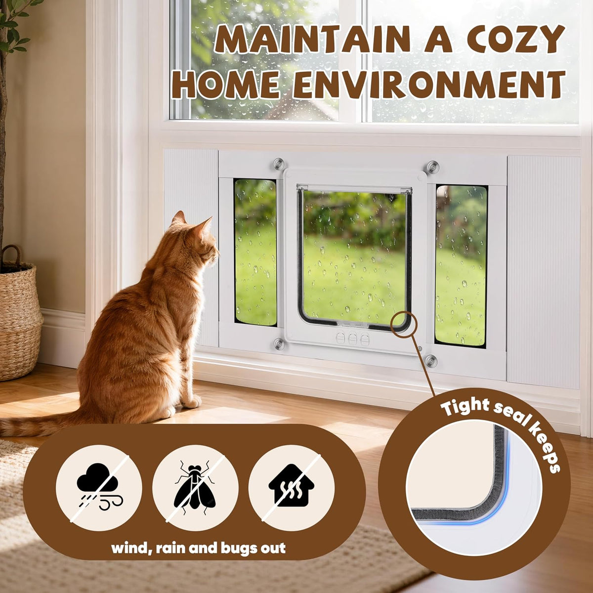 Full-Size Cat Door for Window, H: 15.3" - Fit 32"-36" Window / Compact(H:13") - image 2