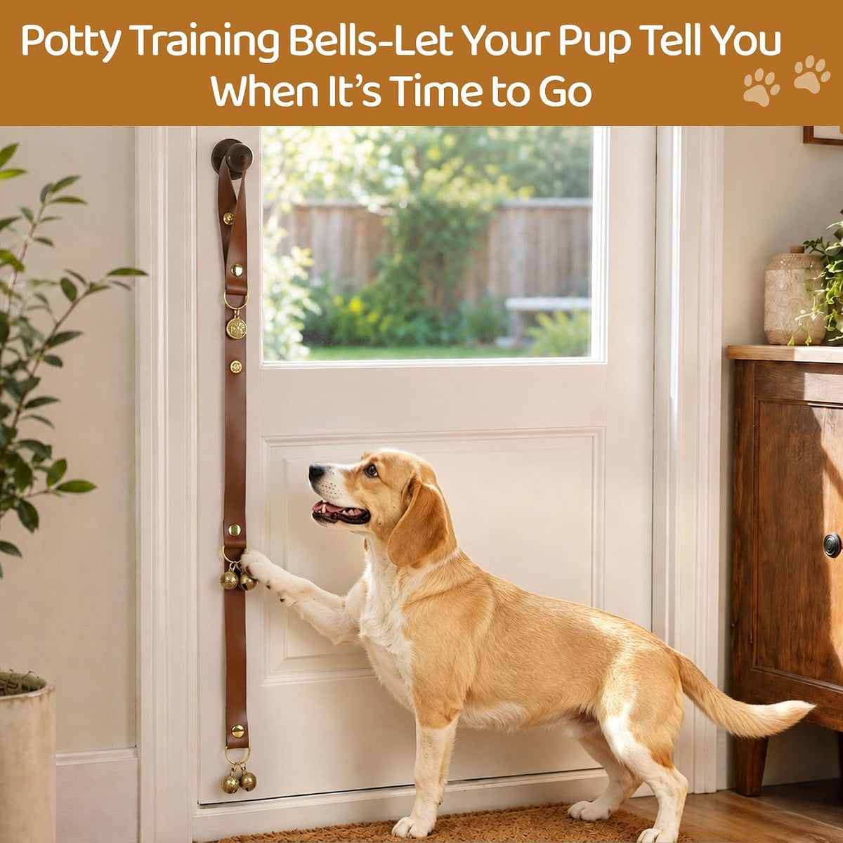 Kytely Leather Dog Doorbells to Go Outside - Brown - image 2