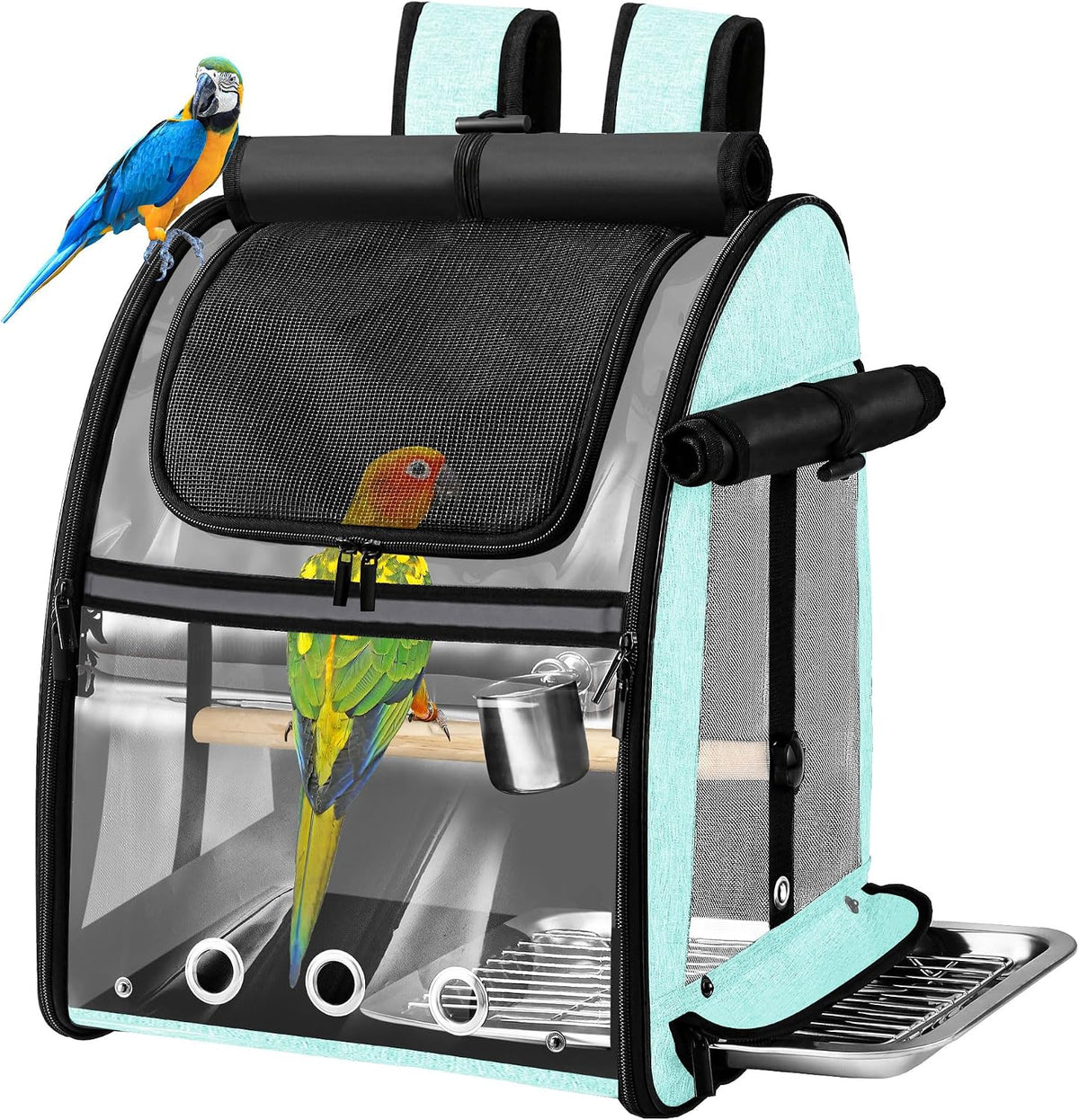 Bird Carrier Bag with Indestructible Stainless Steel Mesh - Green