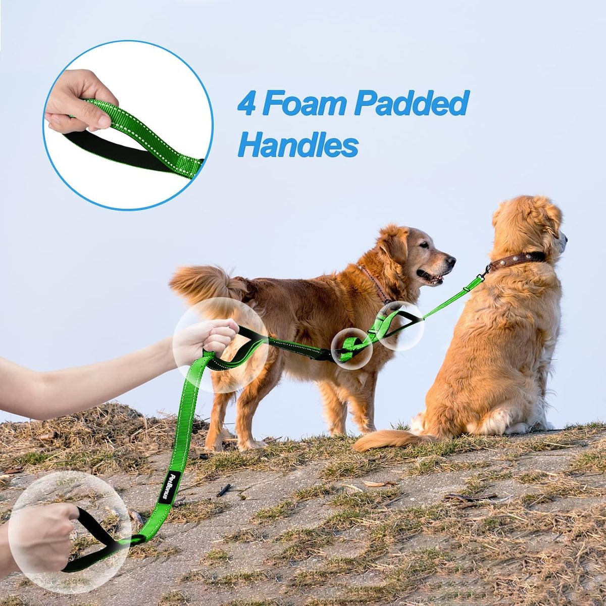 Double Dog Leash, No Tangle Dual Leash - Grass Green - image 3