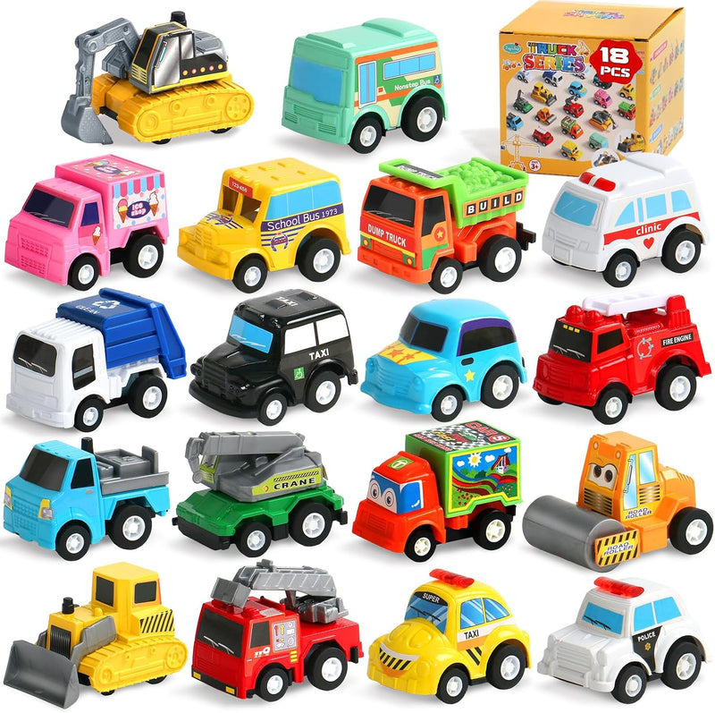 Fajiabao Construction Toy Cars for Toddlers 3+ Mini Pull Back Cars