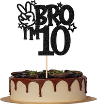 1 PCS Brother I'm 7 Cake Topper Glitter Star Happy 7th Birthday Cake - Black 10th