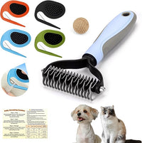 Upgraded Cat & Dog Knotting Comb + Grooming Kit – Hidden Blade Safe Tangle Remover, Non-Slip Handle, Includes 4 Knotting Combs & 1 Pet Grooming Brush