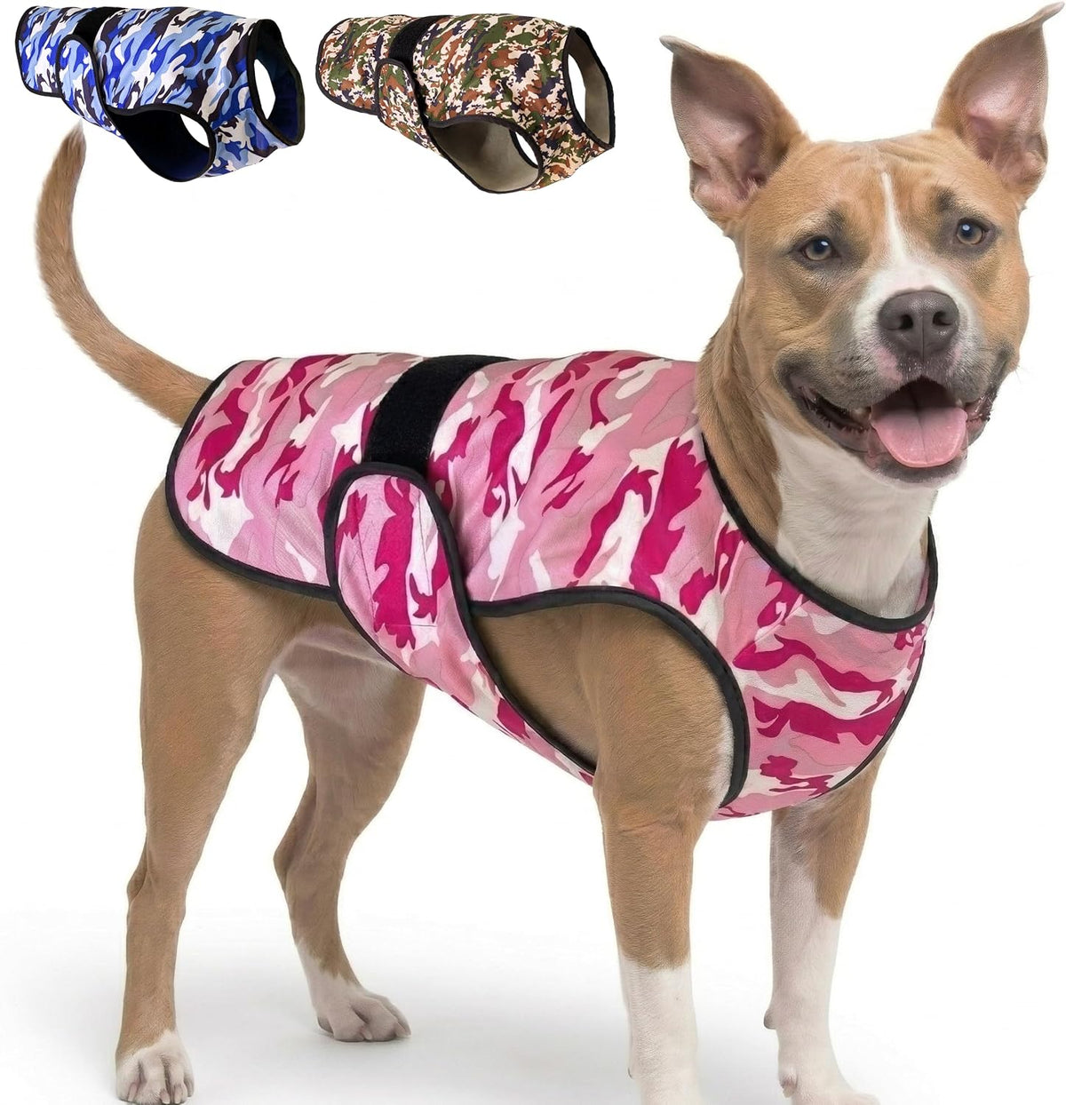 Dog Cooling Vest, 2-Layer Microfiber Cooling Jacket, Blue, L – Essentials for Dogs - Pink Camo / Large (Pack of 1)