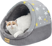 Cute Cat Beds for Indoor Cats, Cave Bed for Kittens - Large / Gray