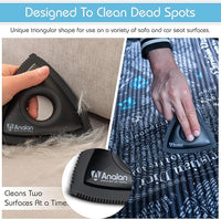 Analan Mini Pet Hair Remover for Car Detailing Supplies, Carpet Dog Hair Remover for Car Interior, Triangle Dog Hair Remover for Auto Detailing, Couch, Furniture, Lint, Carpet (Jet Black)