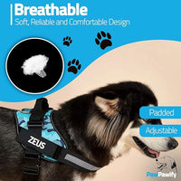 PawPawify Custom No Pull Dog Harness with Name and Phone Number, Heavy Duty Personalized Pet Vest to Prevent Tugging, Pulling, or Choking, Training and Walking (Camouflage Navy, XS (5-9LBS))