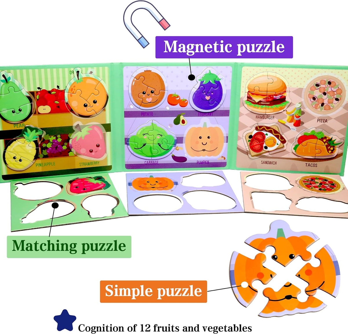 Magnetic Puzzles for Kids Ages 3-5 - Food - image 3