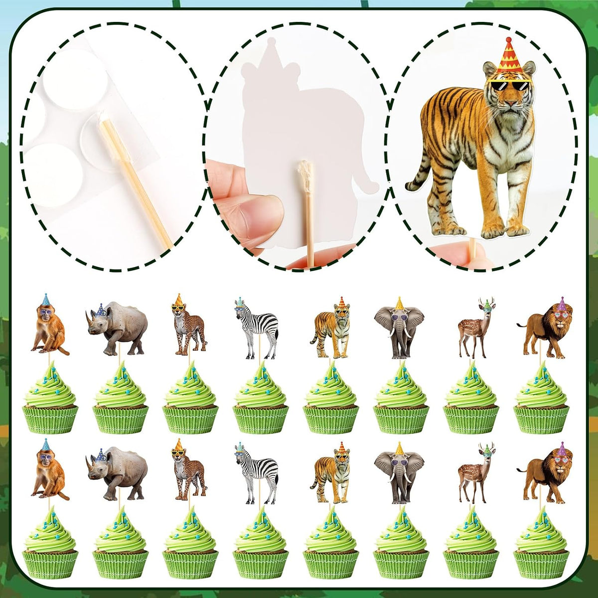 Adecortalk fall cupcake toppers, 48 glitter pumpkin, leaf and turkey picks in 8 designs - view 12