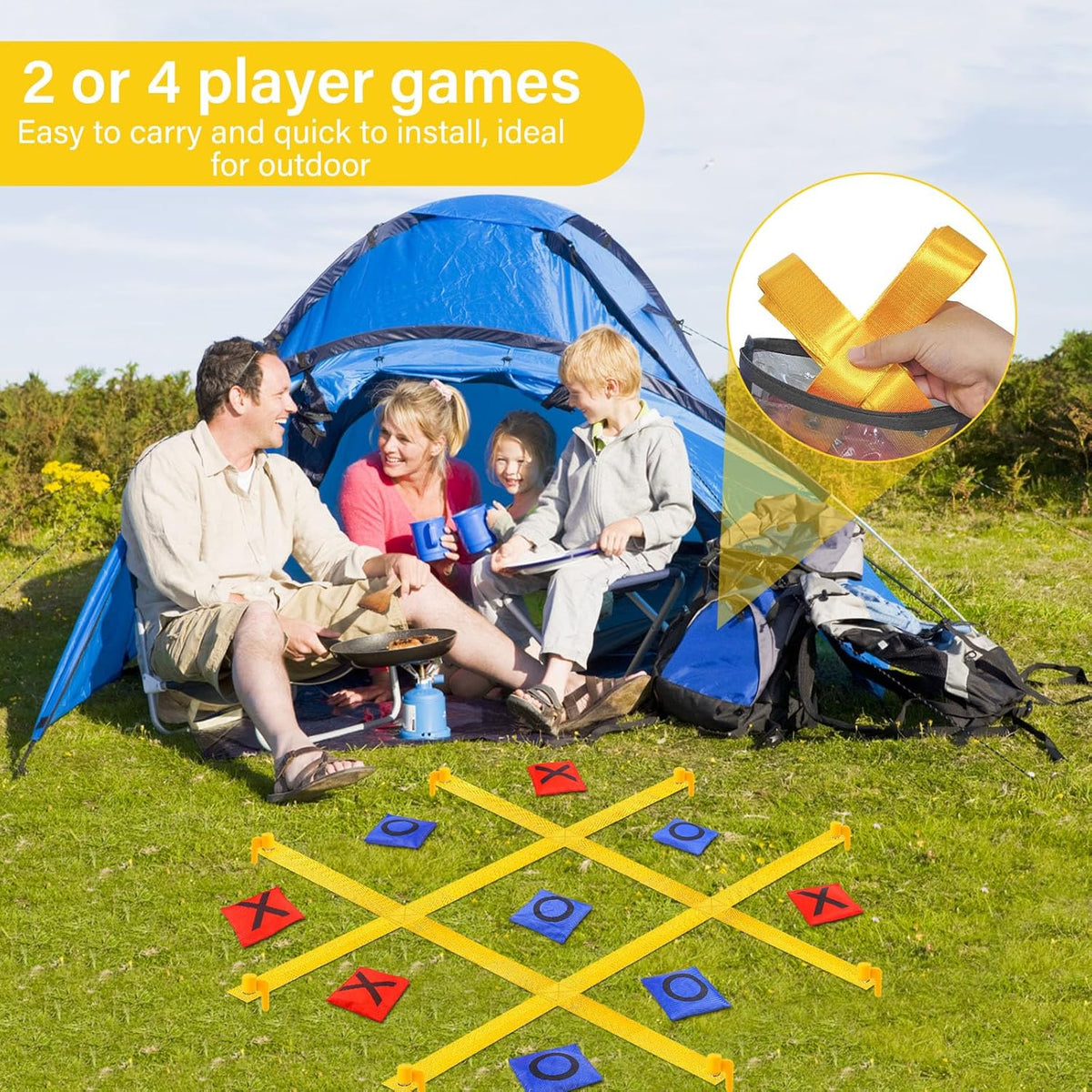 Giant Tic Tac Toe Outdoor Games for Kids Adults Family - Yellow 4 ft. * 4 ft - image 3
