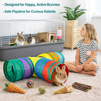 Mechpia Rabbit Toys, 3 Way Buuny Hideout Foldable Rabbit Tunnel and Tubes for Rabbit Guinea Pig - image 4