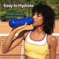 Insulated Water Bottle with Straw Stainless Steel Water Bottle, Leak-Proof, BPA-Free, Double Wall Vacuum Keeps Cold for 24 Hours for Sports, Travel, School (18 oz, Beaucoup Blue)