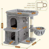 Heybly 26.3" Cat Tree for Large Cats with Big Perch & Dual Condos - Light Gray / 26.3 inch - image 3