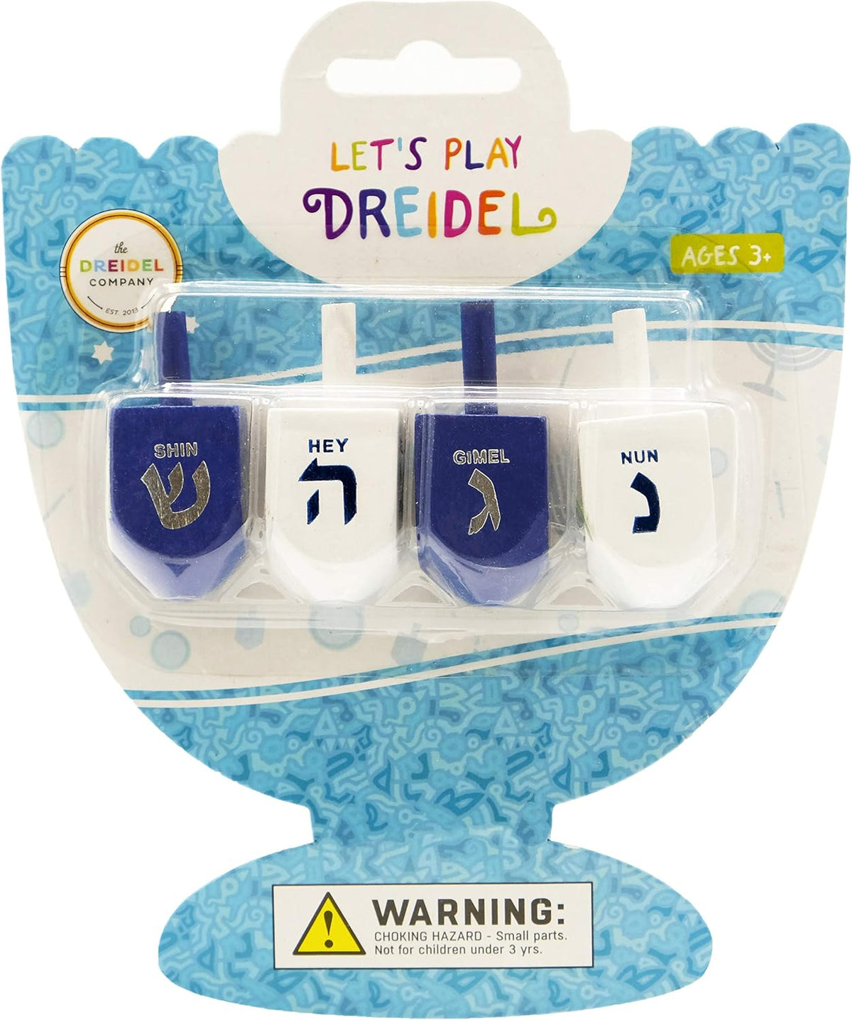 The Dreidel Company Bulk Solid Blue & White Wooden Hanukkah Dreidels - 4-Pack - image 2