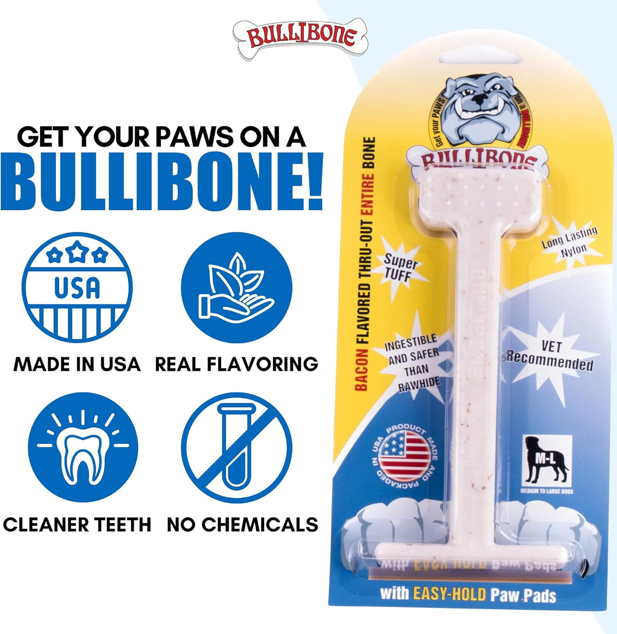 Bullibone Nylon Dog Chew Toy for Aggressive Chewers - Bacon / XL - image 2