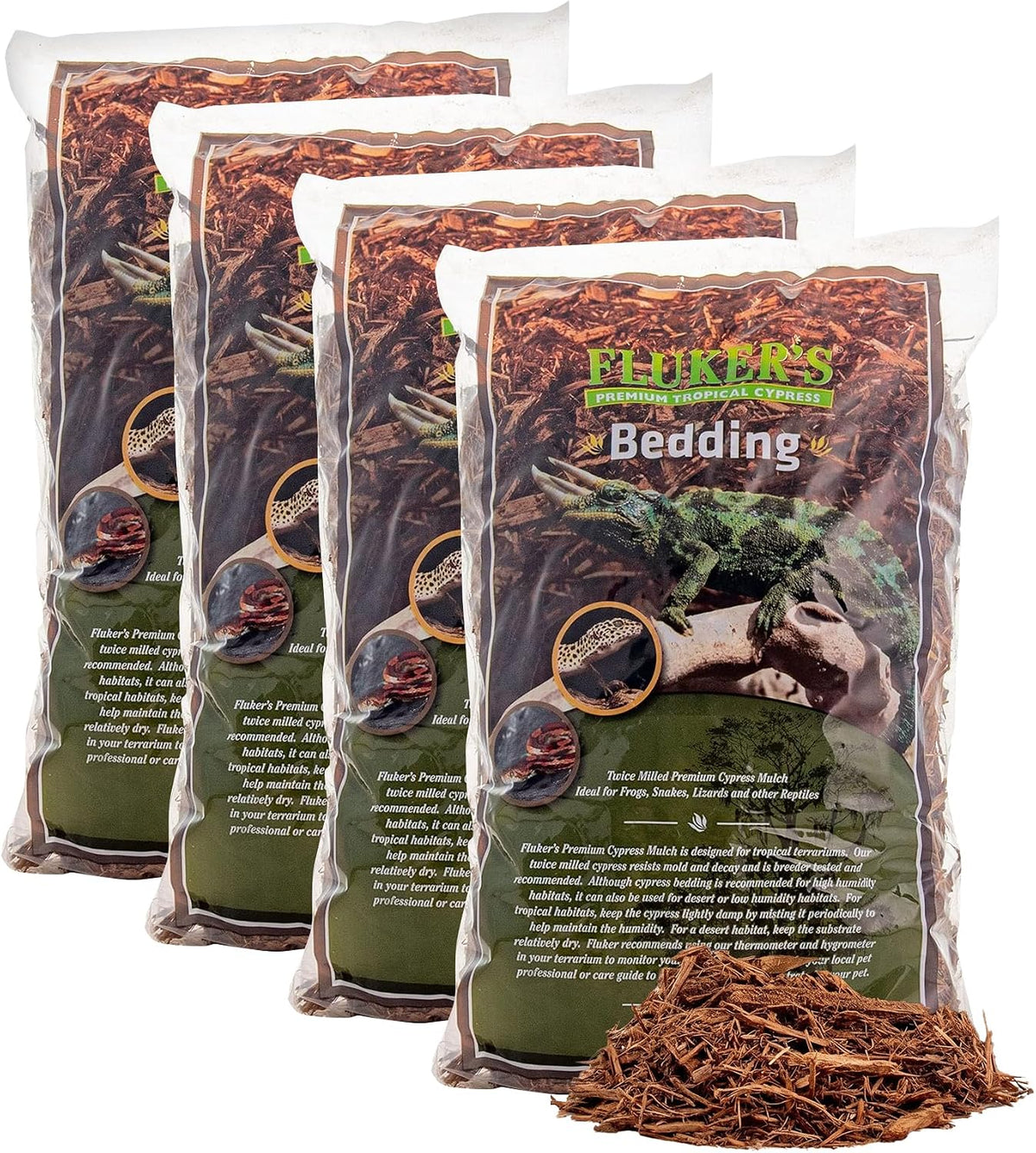 Fluker's Premium Tropical Cypress Bedding for Reptiles - 10 Pound (Pack of 4)
