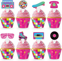 Hooqict carnival circus cupcake toppers and wrappers set, 48 pieces - view 3