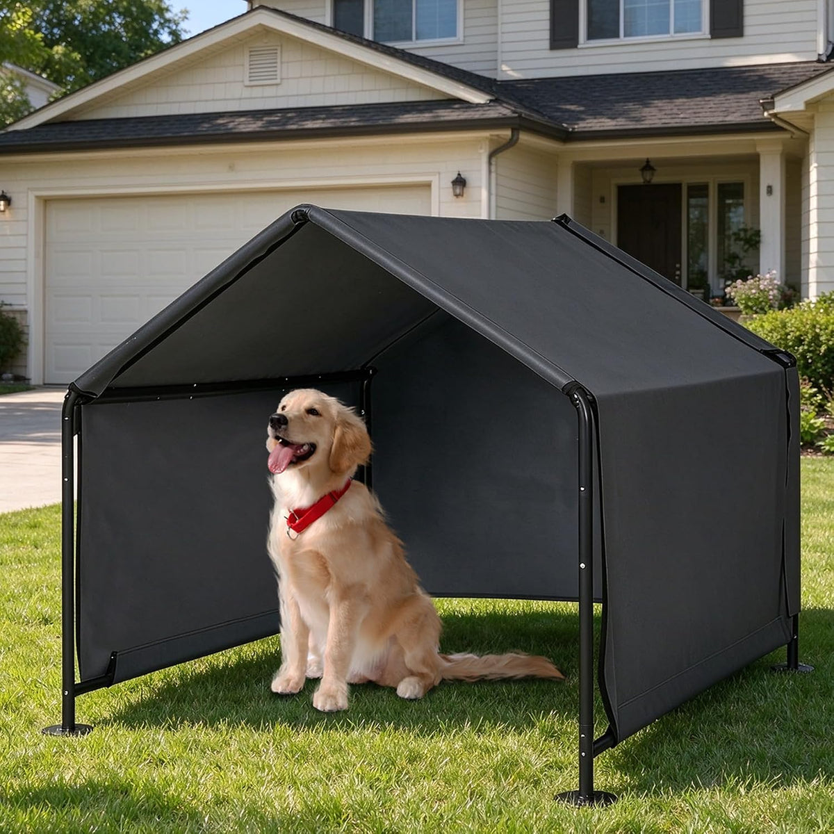 Large Dog Shade Shelter for Outside - Black / Large