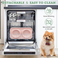 BNOSDM Double Dog Food Bowls Stainless Steel Dog Food and Water Bowls - Pink+Green - image 3