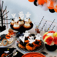 Gyufise black glitter Halloween happy birthday cake topper with half moon, house, pumpkin, ghost and - view 25