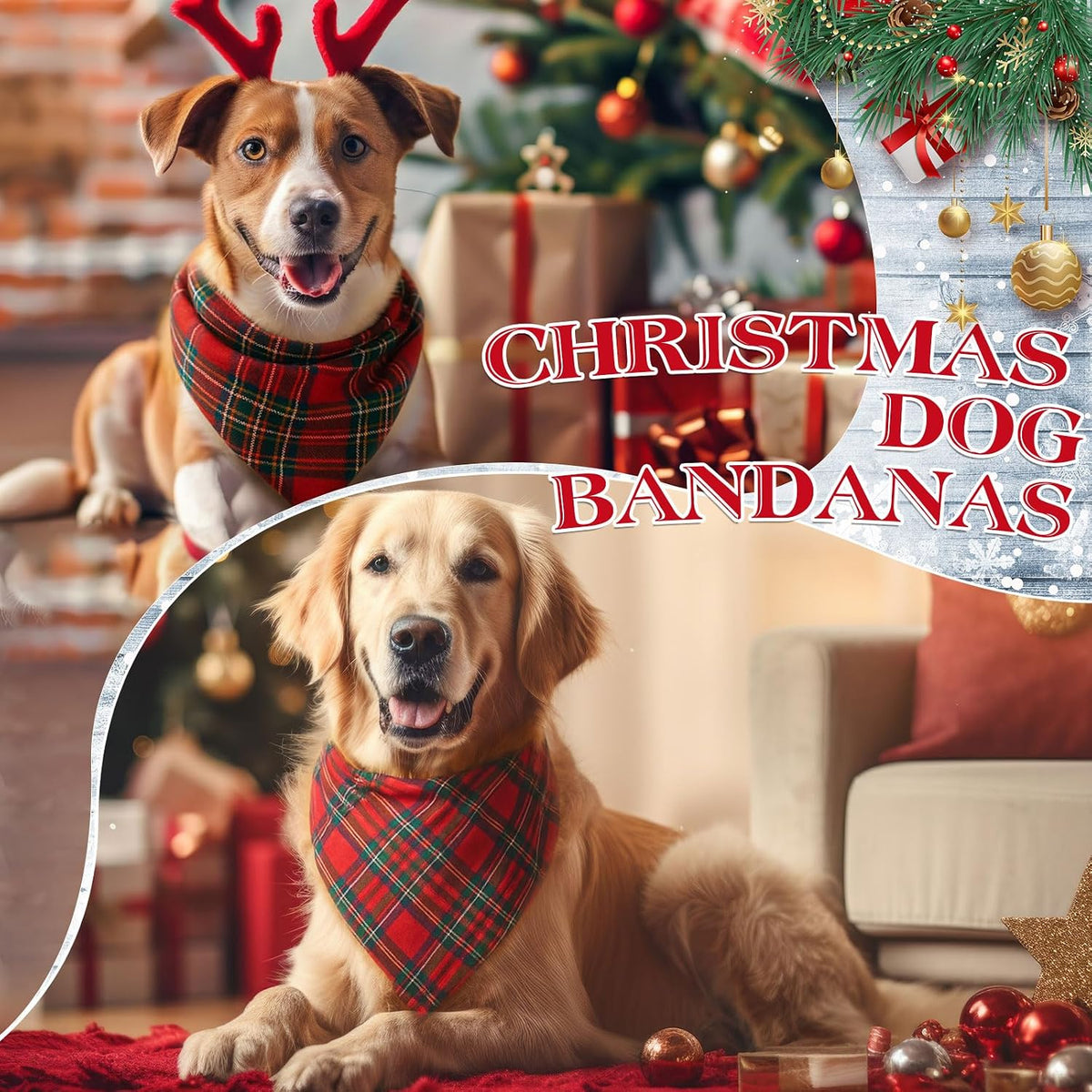 Abbylike 100 Pcs Fall Thanksgiving Dog Bandanas Bulk - Christmas Plaid / 31.5 x 21.7 x 21.7 Inch - image 2