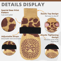 Dog Socks Shoes for Hot Pavement to Prevent Licking Paws - Deer Khaki / Medium (4 Pack) - image 2