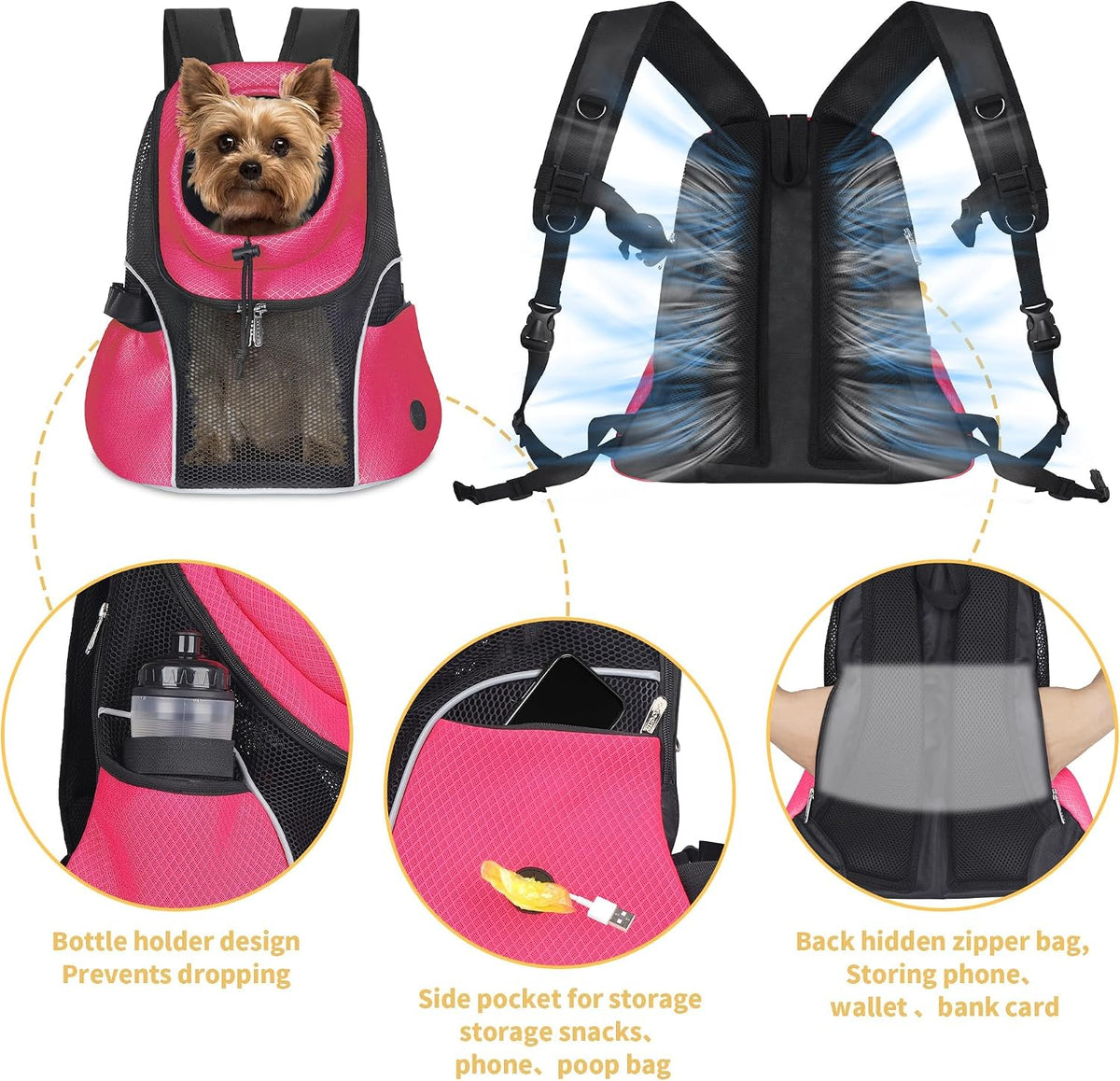 WOYYHO Pet Dog Carrier Backpack - Rethink Pink / Medium(5-9lbs) - image 3