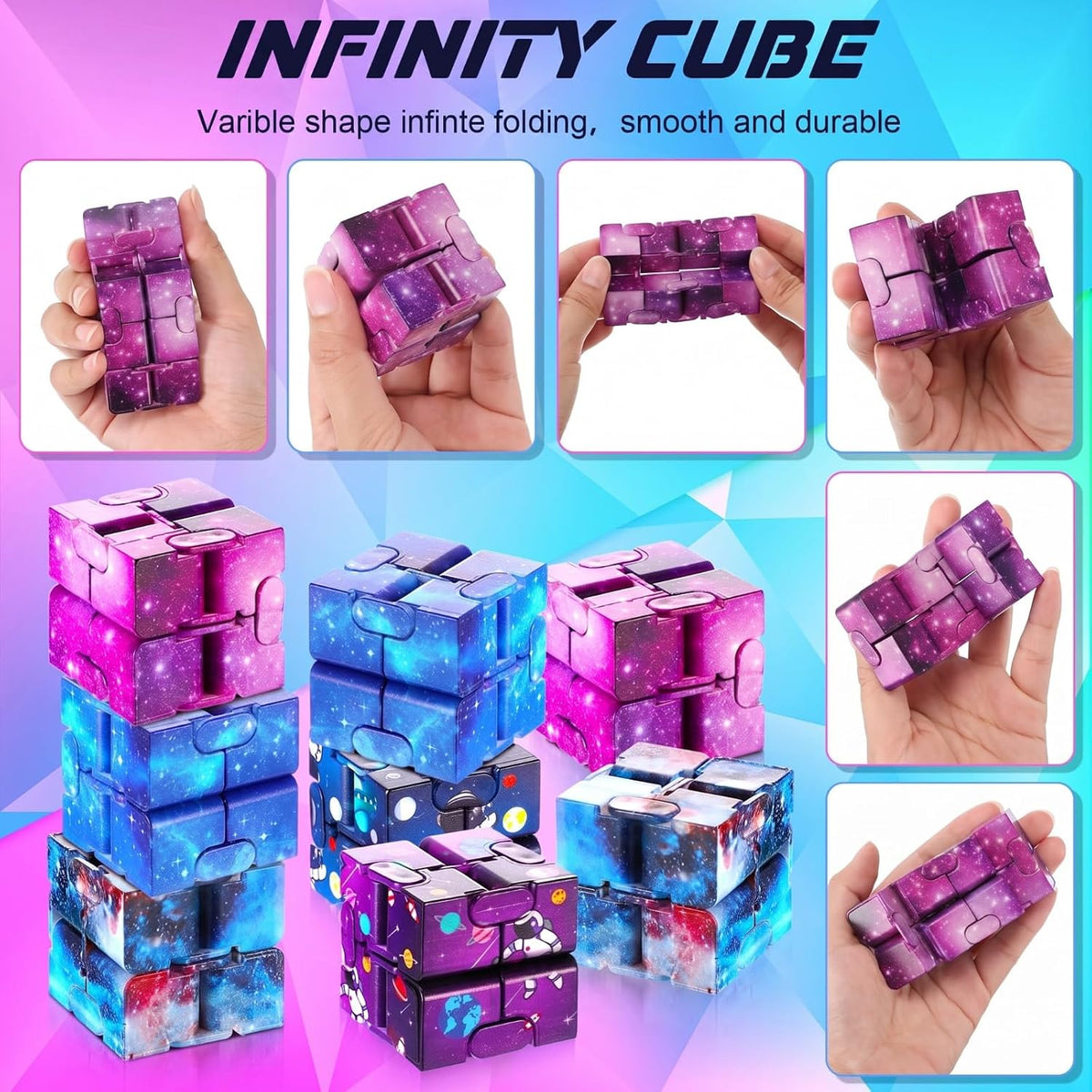 Zhanmai 20 Pieces Galaxy Infinity Cube Fidget Sensory Toy - 45 / Graceful Style - image 2