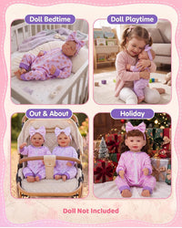 BABESIDE 5 Sets of Reborn Baby Doll Clothes, Headbands for 17 - Purple - image 4