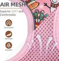 Pupteck Soft Mesh Dog Harness Sized and Leash Set Pet Puppy Cat - Pink (Snowmen) / S (NECK: 12", CHEST: 14"-18") / Classic over-the-head harness - image 2