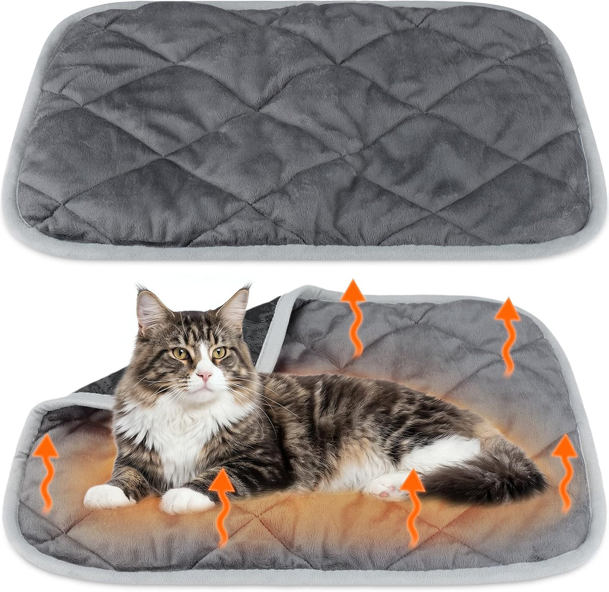 2 Pack Self Warming Cat Bed Thermal Pet Mat - 18 x 24 Inches / Gray