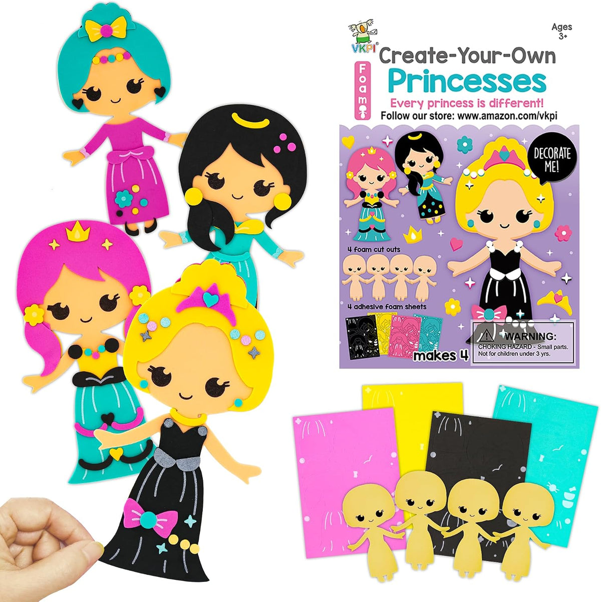 VKPI 4 Butterflies Foam Art Crafts Gift Kit - Princess