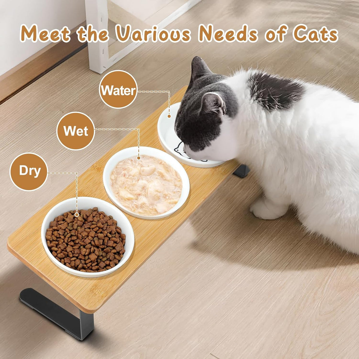 Ceramic Elevated Cat Bowls with 10° Tilted - 5" Bowls x3 - image 2