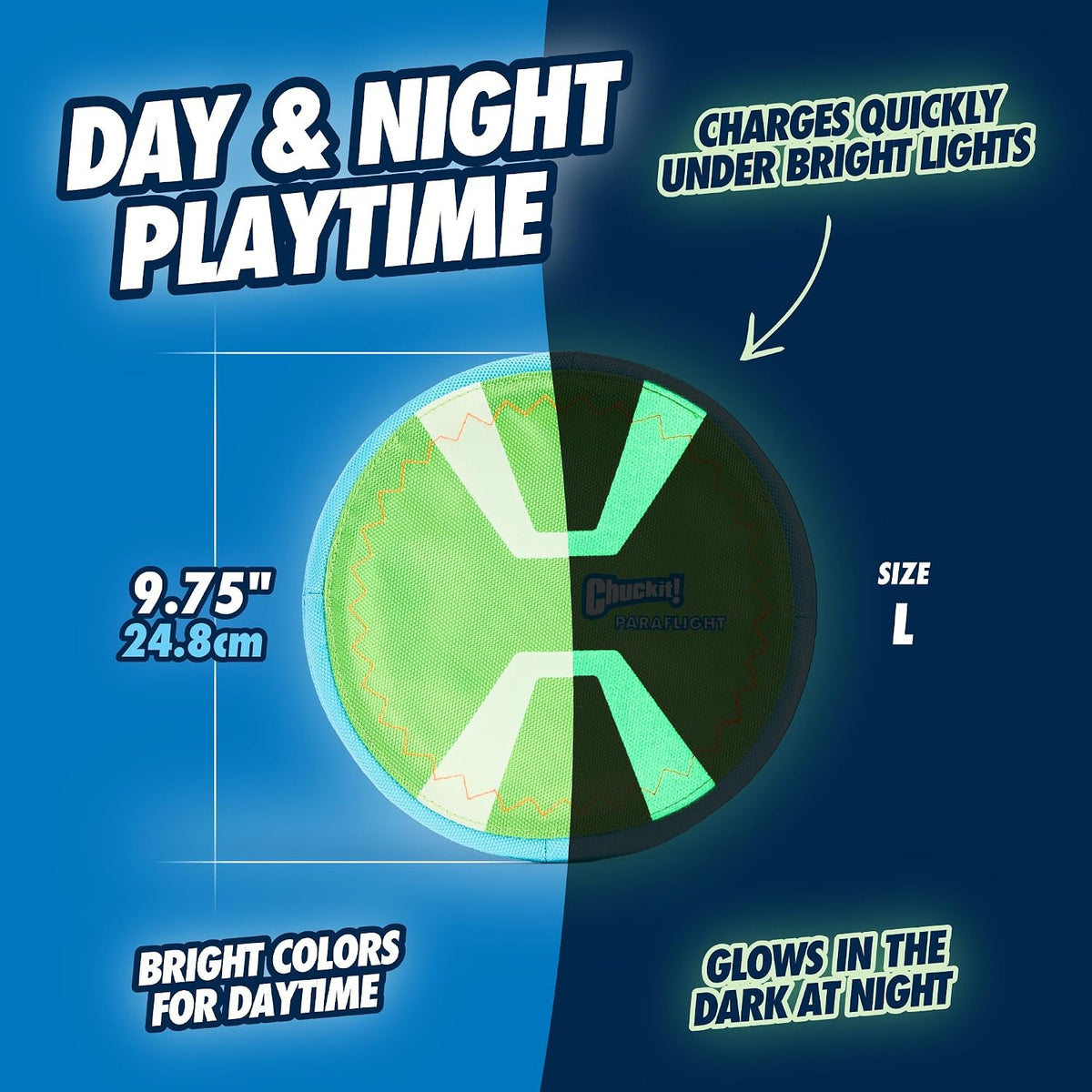 Chuckit! Paraflight Flying Disc Dog Toy, Floats, Size Large - Large (Pack of 12) / Green/Max Glow - image 2