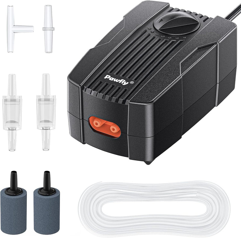 Pawfly Aquarium Air Pump Oxygen Pump for 10-200 Gallon Fish Tanks - 10-60 gal