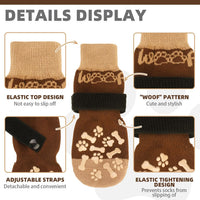 Dog Socks Shoes for Hot Pavement to Prevent Licking Paws - Brown / Large (4 Pack) - image 2