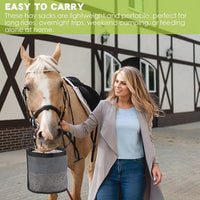 2 Pcs Horses Feed Horse Bag for Grain Hay Bags Heavy Duty Mesh Horse Feeder with Adjustable Strap Comfort Neck Pad Nose Pad and Waterproof Bottom Muzzle(Gray)