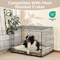 OhGeni Orthopedic Waterproof & Machine Washable Dog Bed for Medium Large Pets, Suitable for Crates, Cat Mat with 25D Egg Crate Foam, Removable Cover & Invisible Zipper, 35 Inches(Khaki)