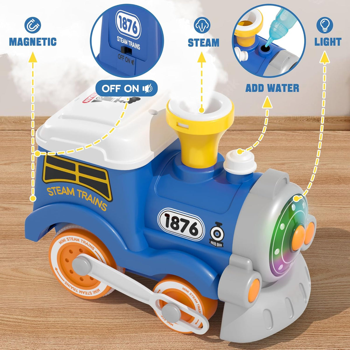 MORECOLL Train Set for Toddlers w/Steam, Music & Lights - image 3