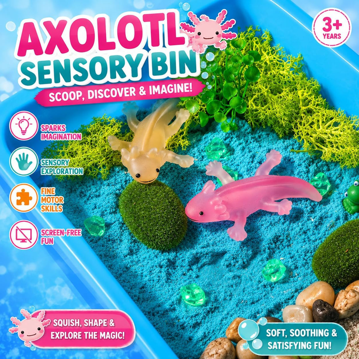 AGENTLAN Ocean Sensory Bin with Sensory Sand - AXOLOTL - image 2