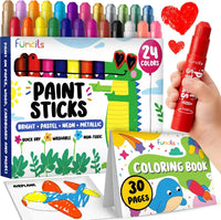 24 Thin Washable Paint Sticks for Kids - 24 Thick