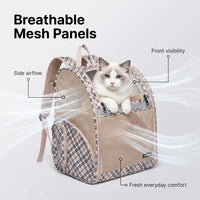 Cat Backpack Carrier for Small Dogs and Medium cat Puppy Kitten Bunny - Khaki / 12.9"L x 10.6"W x 15.5"H - image 2