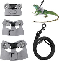 3PCS Bearded Dragon Harness and Leash Set - Grey